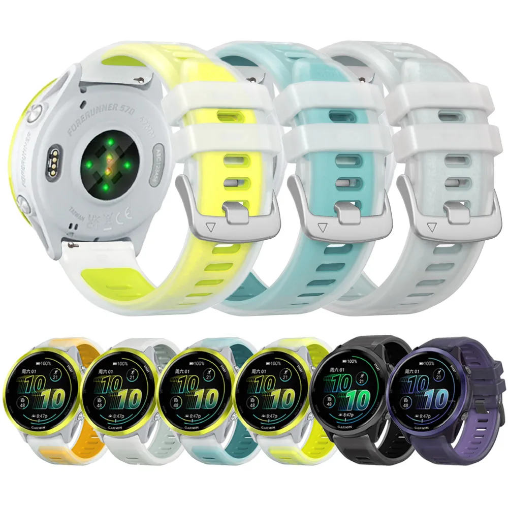 Correa de reloj oficial de 22mm para Garmin Forerunner 570 47mm 265 255 745 correa para Vivoactive 4 Venu 2 3 reemplazo de pulsera de silicona