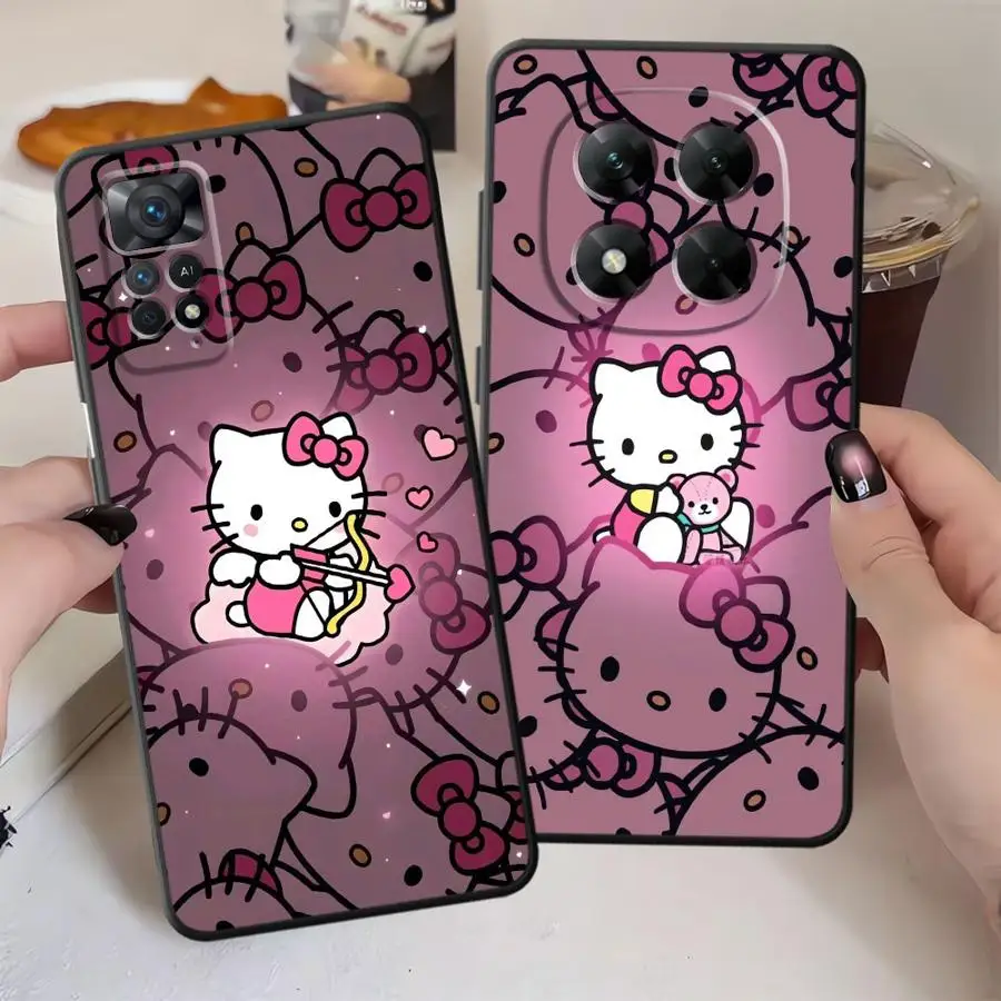 Funda Hello Kitty para Xiaomi Redmi Note 12s 7 8 9 10 11 12 Pro 9S 13 14 Pro Plus 11s 10S funda de teléfono suave negra - imagen 4