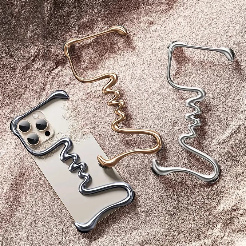 Funda de teléfono hueca sin marco de Metal de lujo para iPhone 16 15 14 Pro Max 16Plus 16pro marco de aleación Airbag cubierta protectora a prueba de golpes - imagen 2