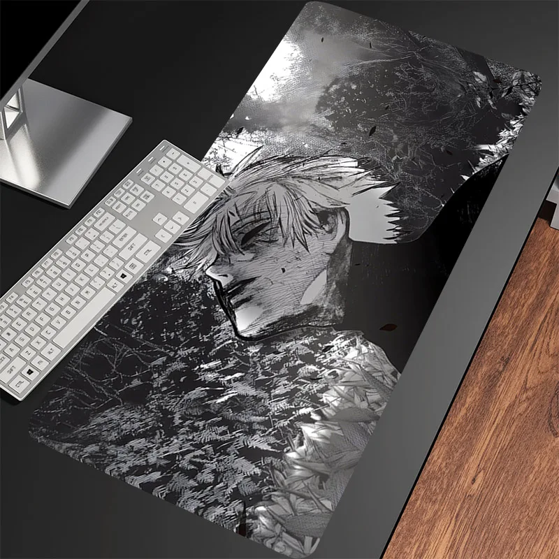 Alfombrilla de ratón antideslizante de Anime a la moda, alfombrilla de ratón grande de dibujos animados japoneses t-tokyo Ghoul Kaneki Ken, accesorios para juegos, almohadillas para teclado, tapete de juego - imagen 3