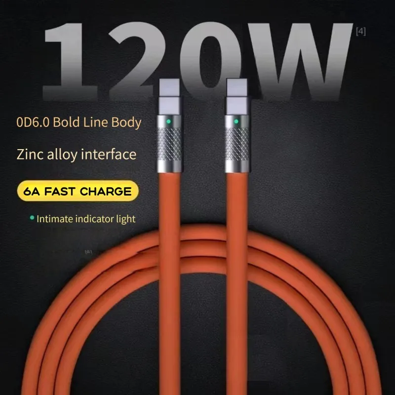 Nuevo Cable USBC de 120W a tipo C a USBC para iPhone 15 16 17 series Cable de datos USB C de carga rápida de silicona para Xiaomi OPPO Samsung - imagen 2