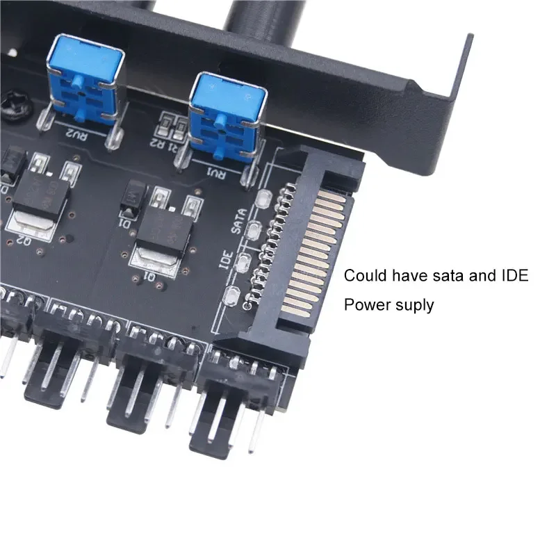 4 interruptores 8 puertos 3 pines 4 pines PWM controlador de Control de velocidad del ventilador Hub con fuente de alimentación Sata IDE Molex 12V ordenador portátil PC PCI - imagen 2