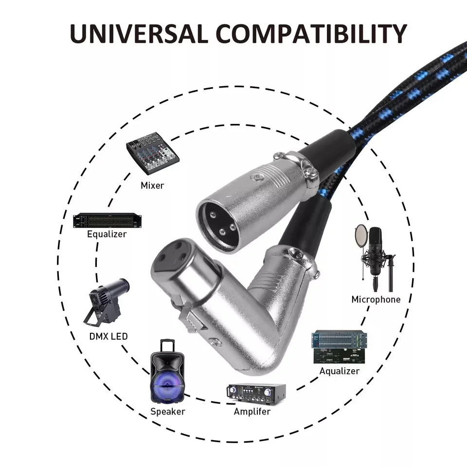 Cable de Audio XLR macho a hembra de 90 grados, Cannon Balanced, micrófono XLR Karon, consola de mezcla, línea de extensión de tarjeta de sonido - imagen 5