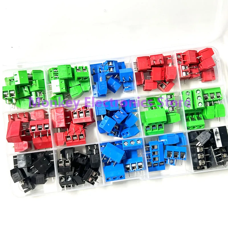 Juego mixto de bloques de terminales PCB, juego de tornillos de 135 MM con posiciones de MG/GF/piezas/3P, empalmable, azul, verde, rojo y negro, 5,0 KF301-2P - imagen 5