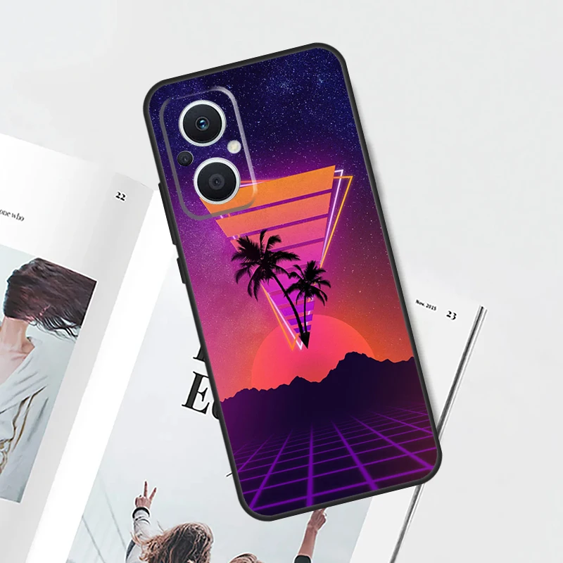 Funda Retrowave de palmas de neón de los años 80 para OPPO Find X9 X5 X6 X8 Pro OPPO Reno 14 13 12 11 10 Pro 14F 13F 12F 7 8 Lite - imagen 3