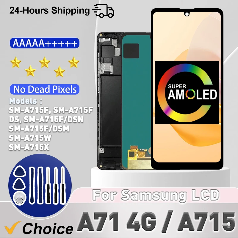 AMOLED para Samsung A71 montaje de digitalizador de pantalla para Samsung Galaxy A71 pantalla SM-A715W SM-A715F/DS pantalla táctil LCD
