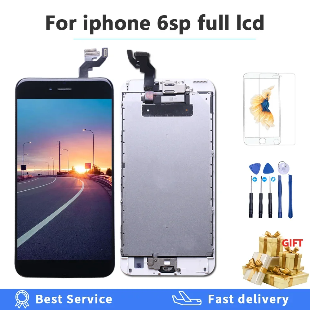 Pantalla LCD de montaje completo de calidad AAAA para iPhone 6s plus, 6sp, A1634, A1687, A1699, pantalla táctil 3d, OEM, digitalizador con botón de inicio