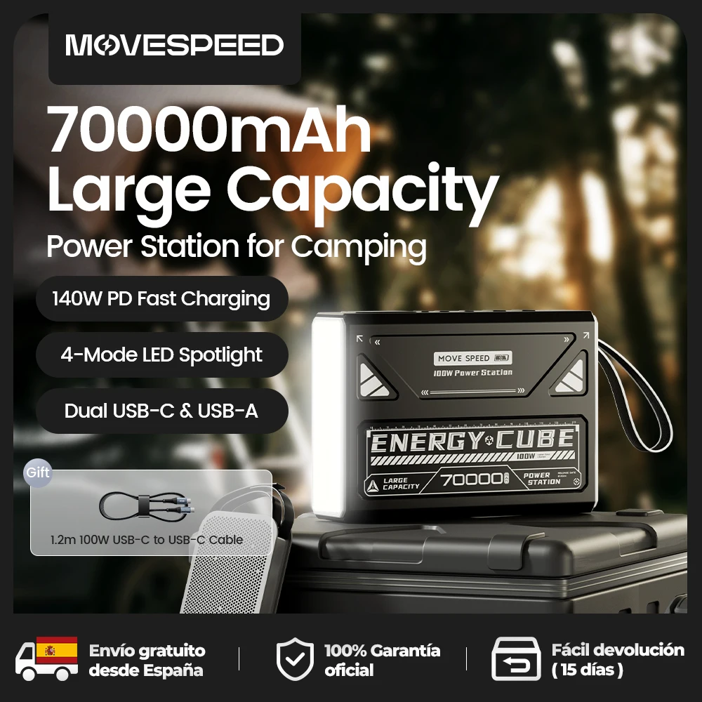 Linterna LED para acampar MOVESPEED, batería de gran capacidad de 70000mAh con lámpara recargable, luz de emergencia LED para cortes de energía al aire libre