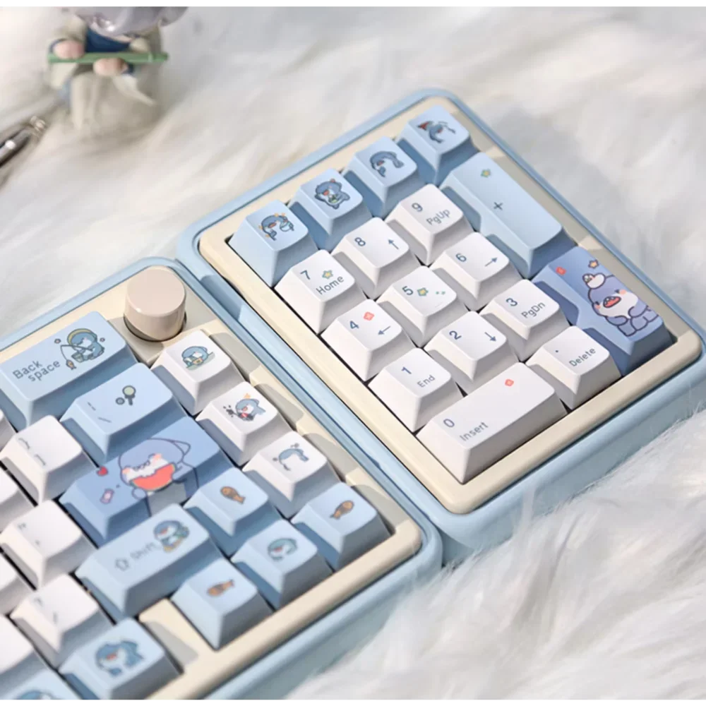 Juego de teclas de tiburón con sangre caliente, termoublimación, 131 teclas, dibujos animados de cereza para teclado mecánico MX Switch 60/84/90/104/108 - imagen 5