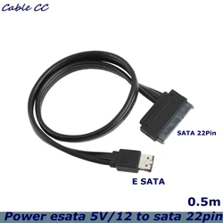 Cable SATA de 22 pines a eSATA con alimentación de 5 V y 12 V