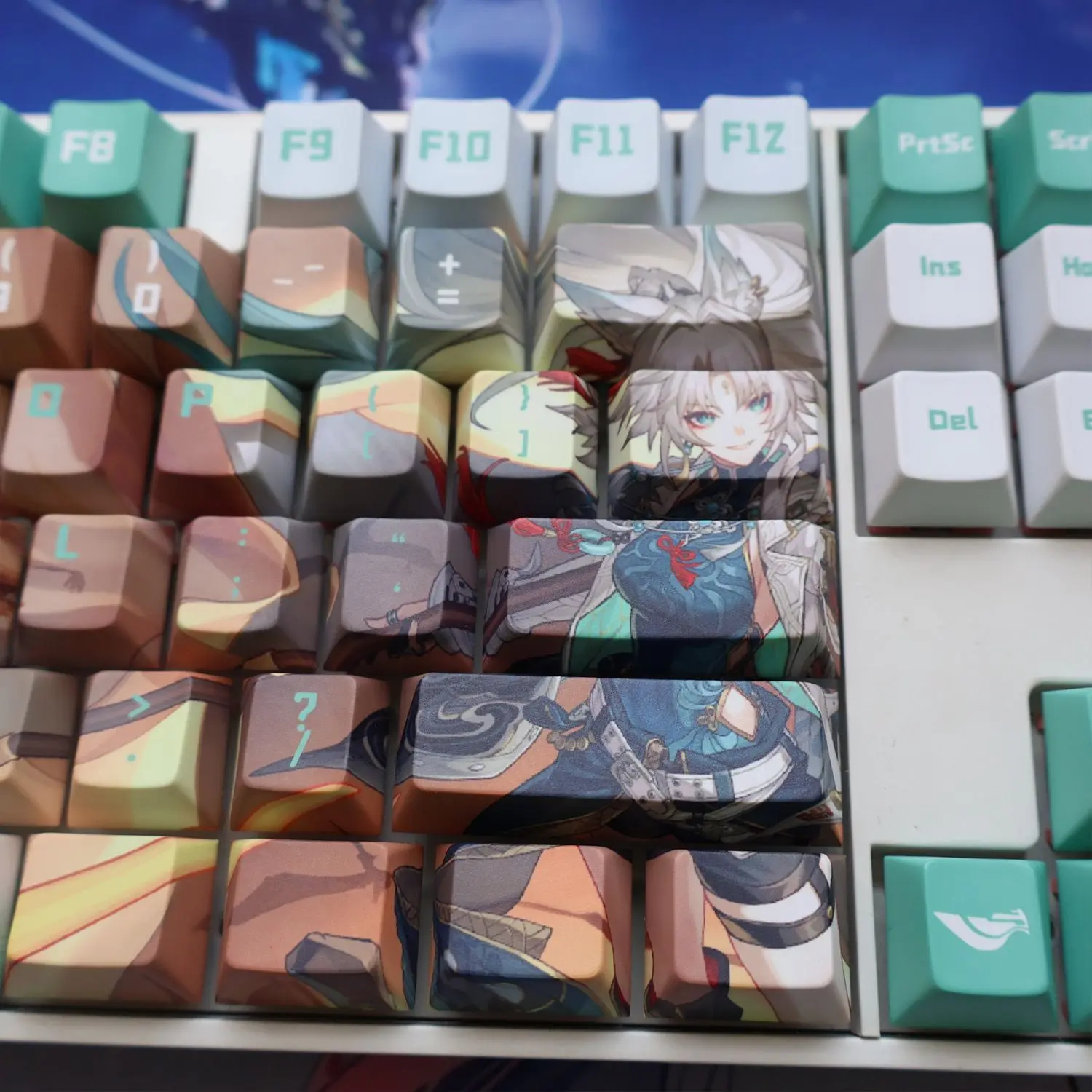 Feixiao-teclas temáticas Honkai: Star Rail, teclas de juego, Anime, 128 teclas, PBT DYE SUB Cherry MX Switch para teclado mecánico