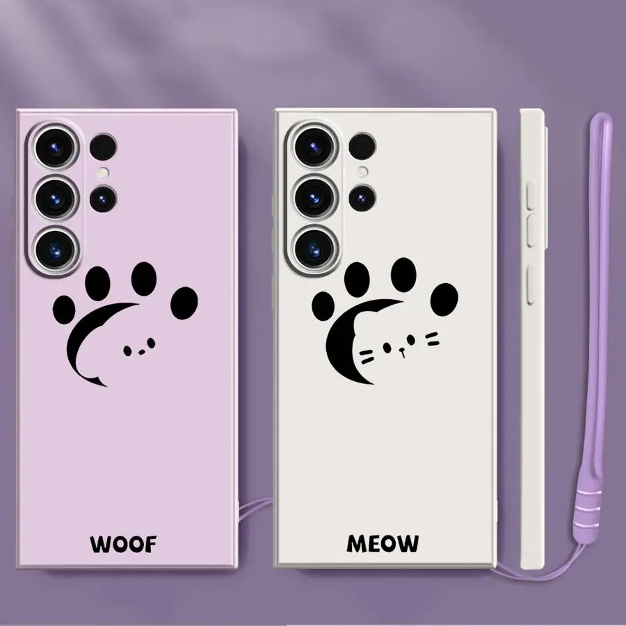 Funda suave para teléfono Samsung Galaxy S21 Plus Note 20 10 Ultra S24 FE S25 Edge S20 S22 Ultra S23 con huella bonita y perro