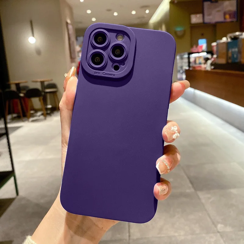 Funda de teléfono de silicona mate para iPhone 14, 13, 12, 11 Pro Max, Mini, XR, XS, Max, X, 8, 7, 14 Plus, SE 2020, Portector de lente de cámara, cubierta suave