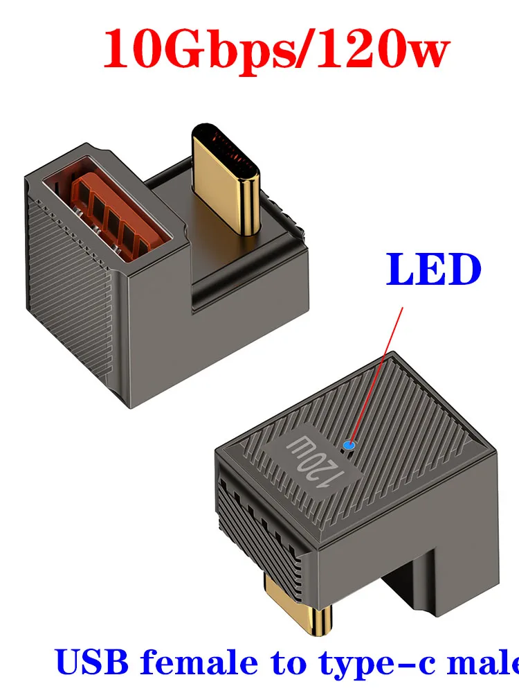 Adaptador USB 3,1 de 120W y 10Gbps, convertidor hembra tipo C a USB-A tipo C para Macbook, Xiaomi, Huawei, Samsung, adaptación de datos