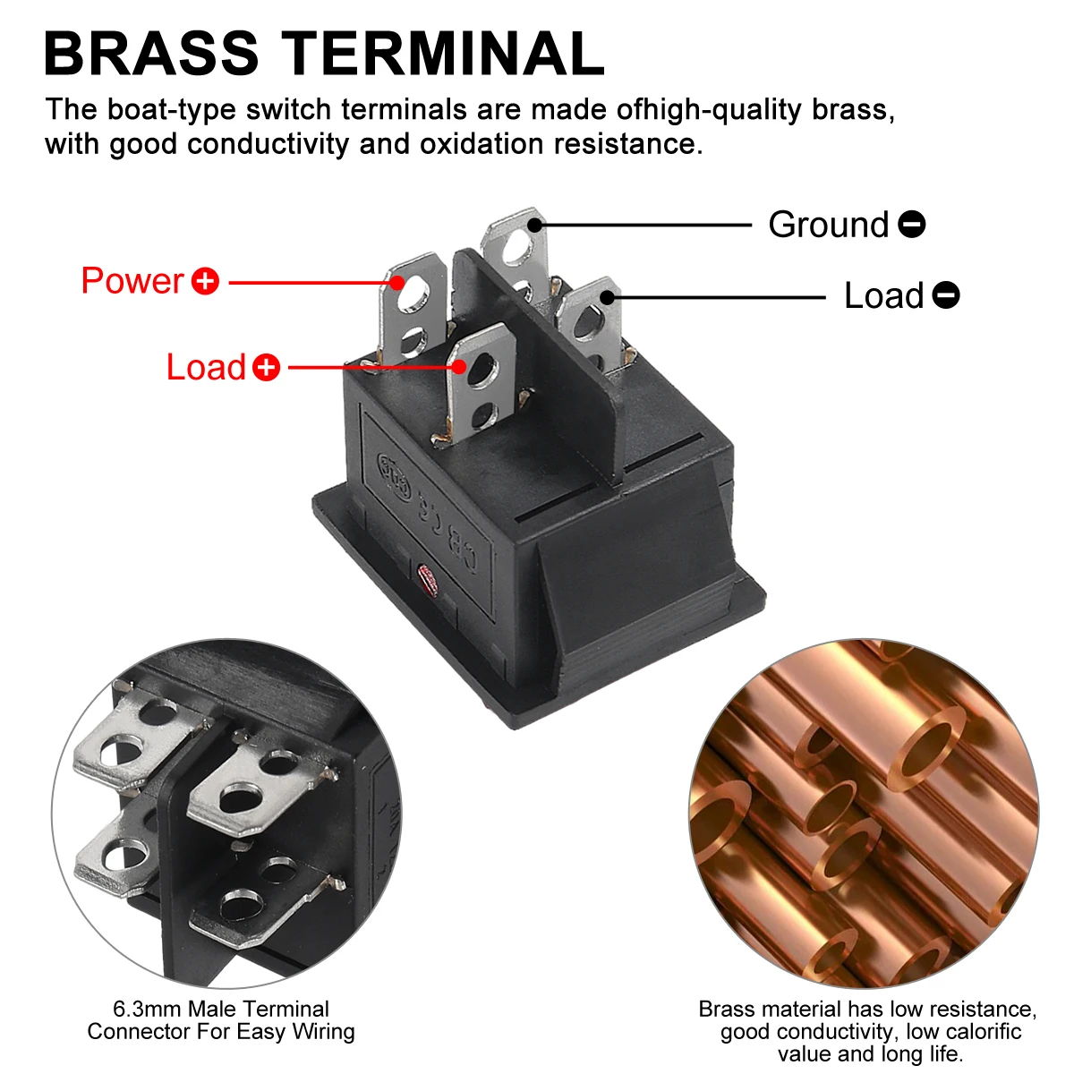 5 uds KCD4 interruptor basculante AC 10A/125V 6A/250V DPST 4 pines 2 posiciones encendido/apagado luz LED roja interruptor basculante de barco iluminado - imagen 5