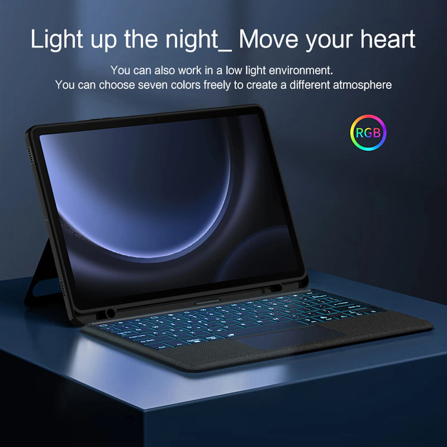 AJIUYU teclado táctil para Samsung Galaxy Tab S9 FE 10,9 "2023 funda Tab S9 FE SM-X510 X516 cubierta de teclado mágico desmontable - imagen 4