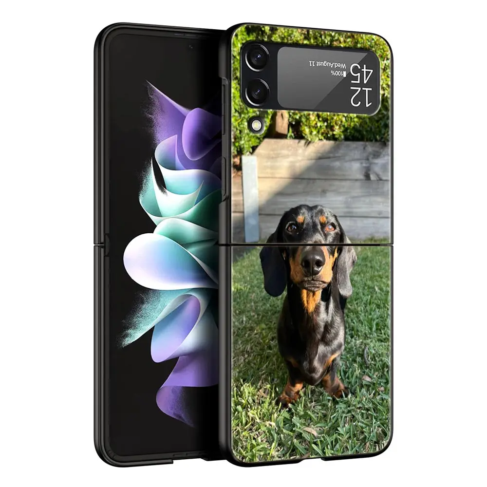Funda de teléfono para Samsung Galaxy Z Flip 3 4 5 6 plegable para Samsung Z Flip5 PC cubierta dura silueta perro lindo animal - imagen 3