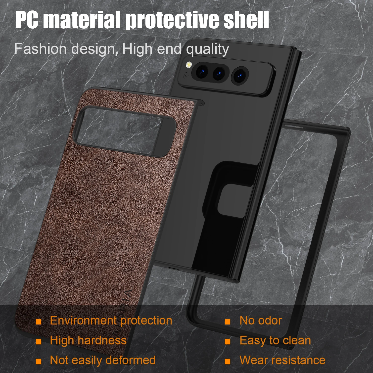 Funda de cuero PU para Google Pixel Fold 5G, PC dura de estilo empresarial simple con material PU 2 en 1 - imagen 3