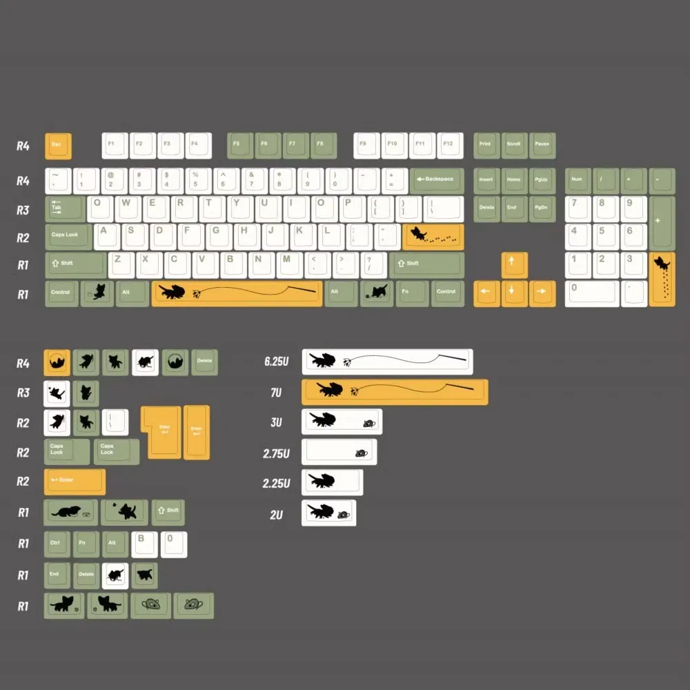 140 teclas GMK Black Shadow Cat Keycaps PBT Dye Subbed Key Caps Cherry Profile Keycap con 2.25U 2.75U 3U 7U barra espaciadora ISO Enter - imagen 4