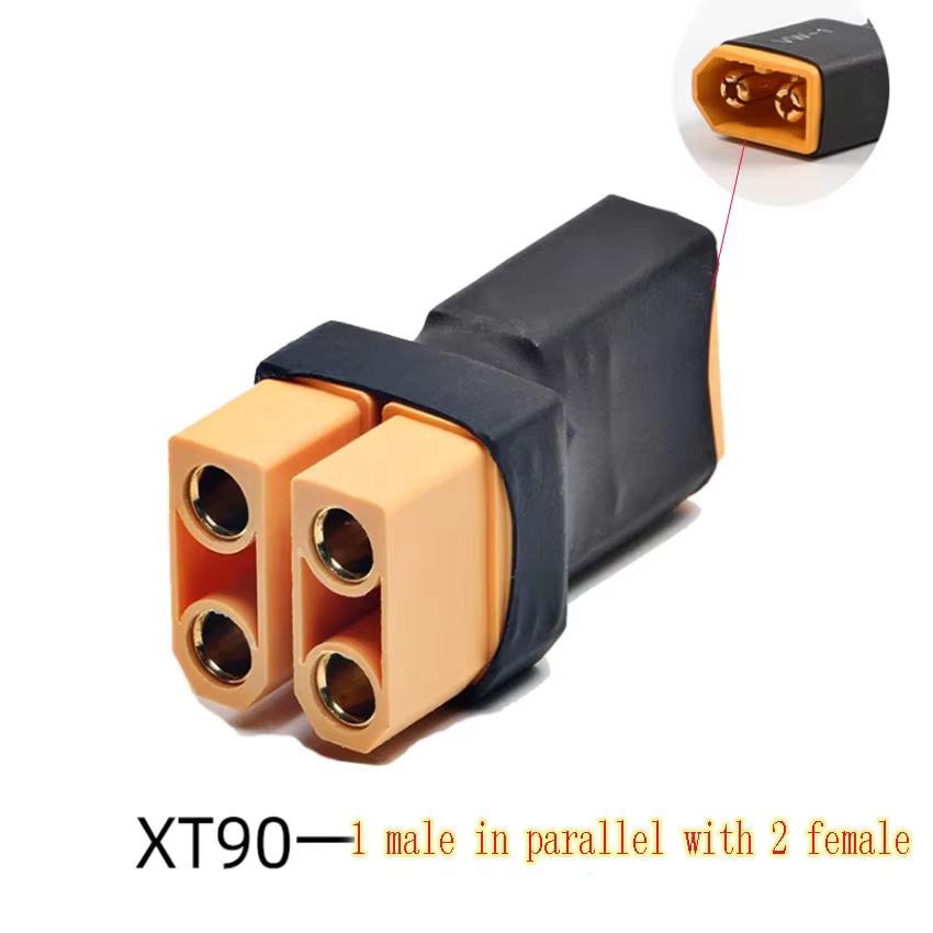 Adaptador XT90 1 hembra a 2 macho paralelo/serie, conector convertidor de batería Lipo para piezas de avión de coche RC 2020