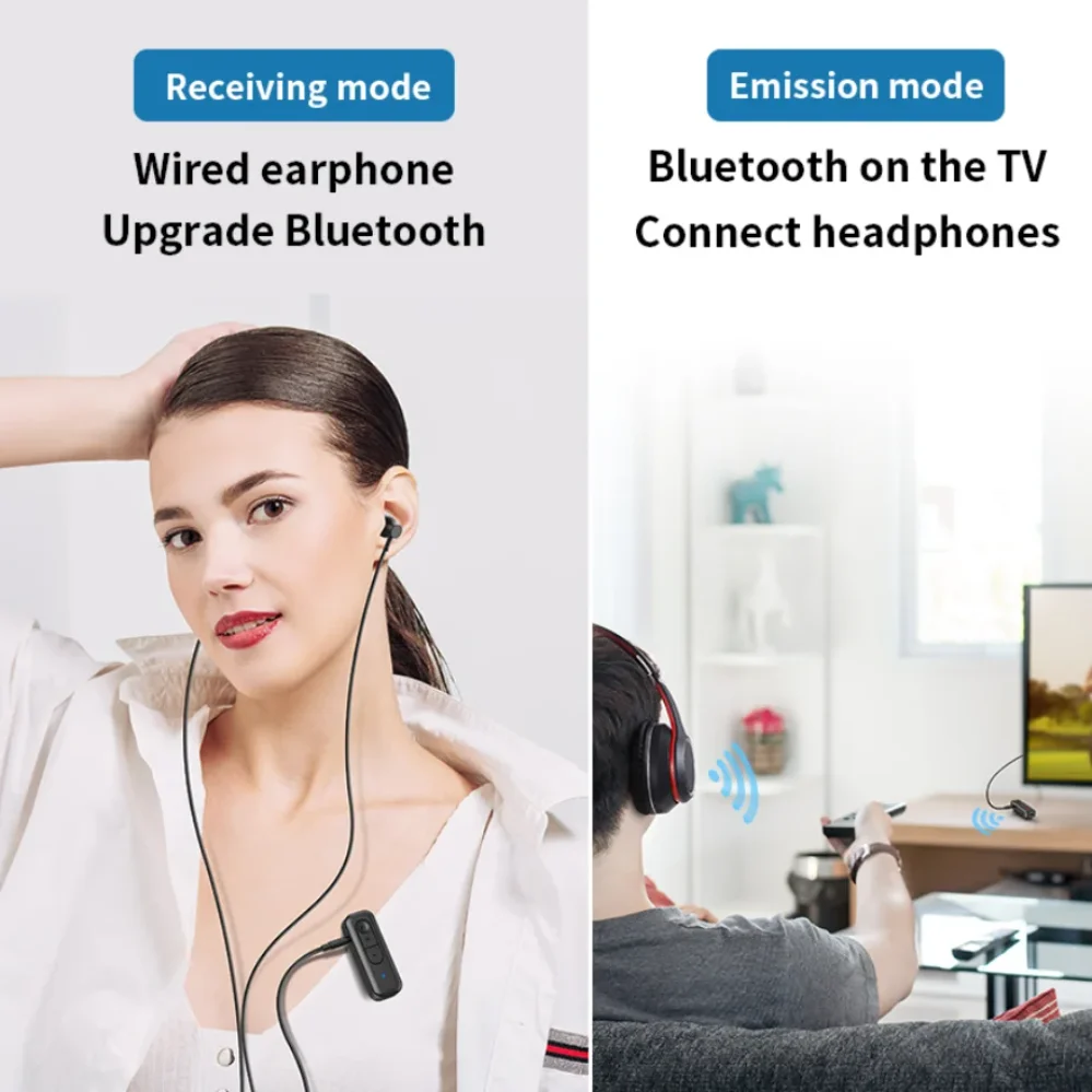 Adaptador Bluetooth 2 en 1 para coche, transmisor y receptor estéreo inalámbrico de 5,3mm, con conector Aux, Kit de micrófono y auriculares - imagen 5