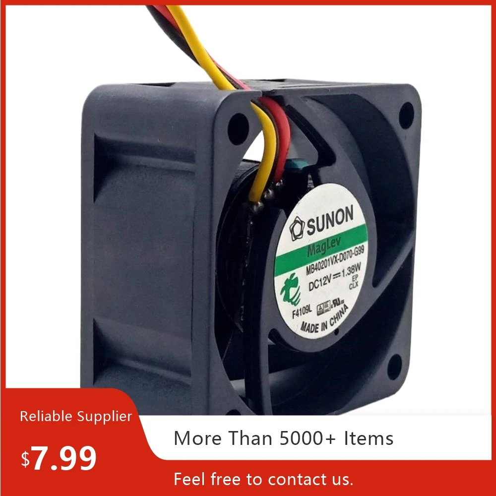 para Sunon 402012 Ventilador de refrigeración V Maglev, 12 V 8200 RPM, 10,8 CFM, tacómetro, suspensión magnética y rodamiento de bolas, 40 mm x 40 mm