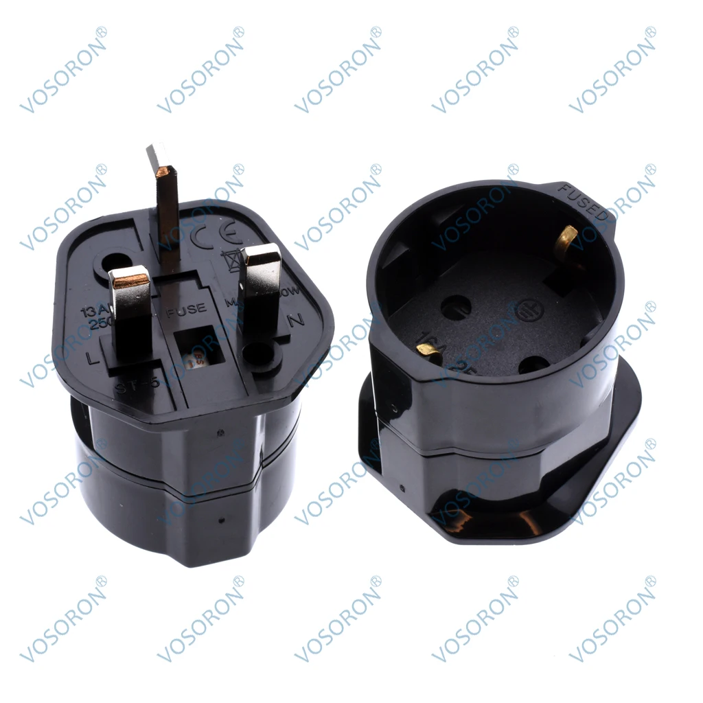 Enchufe Universal UE a Reino Unido de 2 pines a Reino Unido, enchufe de conversión de 3 pines, adaptador de viaje, enchufe de alimentación con protección de seguridad Erdung - imagen 4