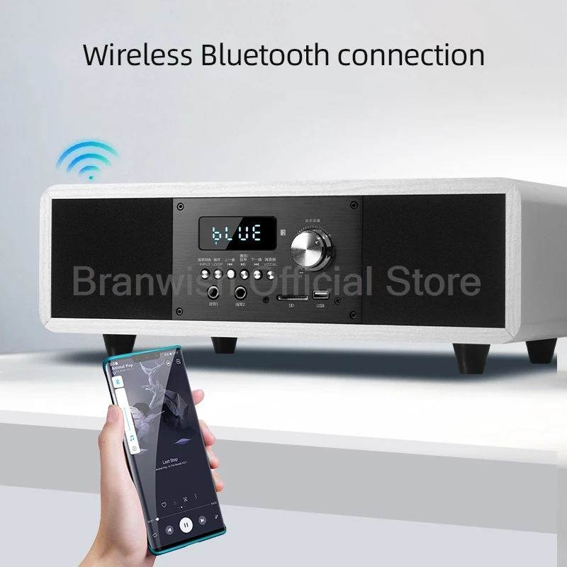 1 Juego de altavoces Bluetooth para sistema de cine en casa, 200W, 5,1 canales, caja de sonido envolvente 360, Audio óptico USB de madera para Karaoke en casa - imagen 4