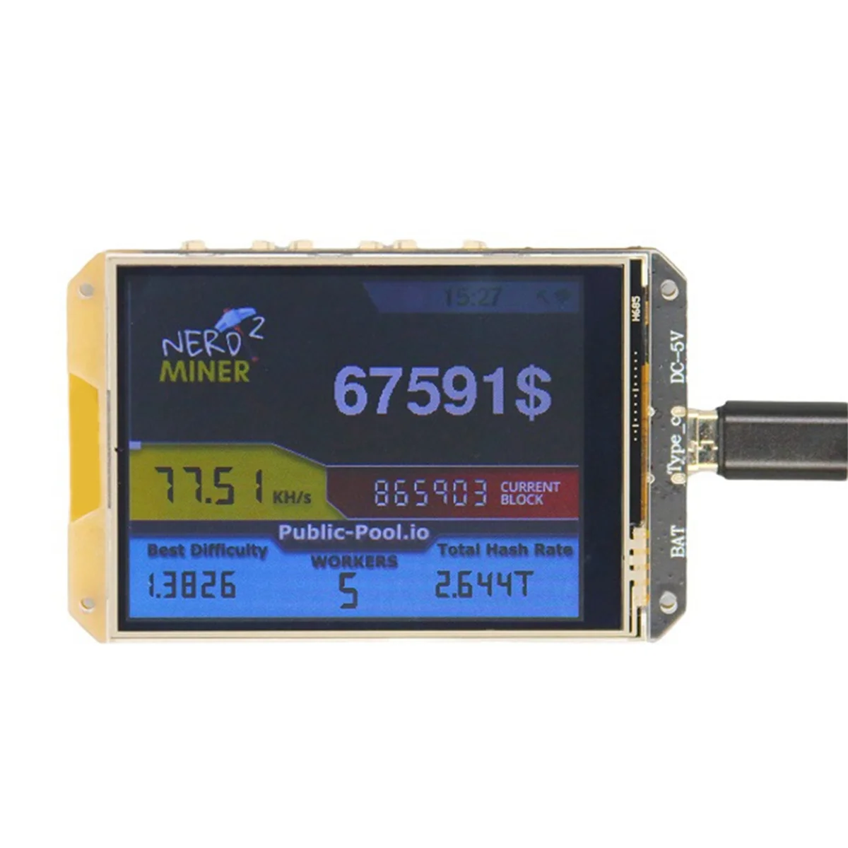 SuperDeals Bitcoin Solo Miner Nerdminer V2 78KHS con pantalla táctil de 2,8 pulgadas Bitcoin Miner Hashrate Lotto Machine Nerd Miner V2 - imagen 5