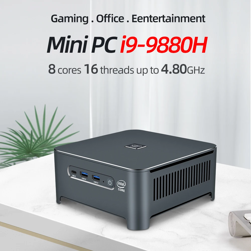 Mini PC i9-9880H, 8 núcleos, 16 hilos, 16GB/32GB, DDR4, 512GB/1000GB, M.2, NVMe, SSD, 4K, 60Hz, WiFi de doble banda, Windows 10
