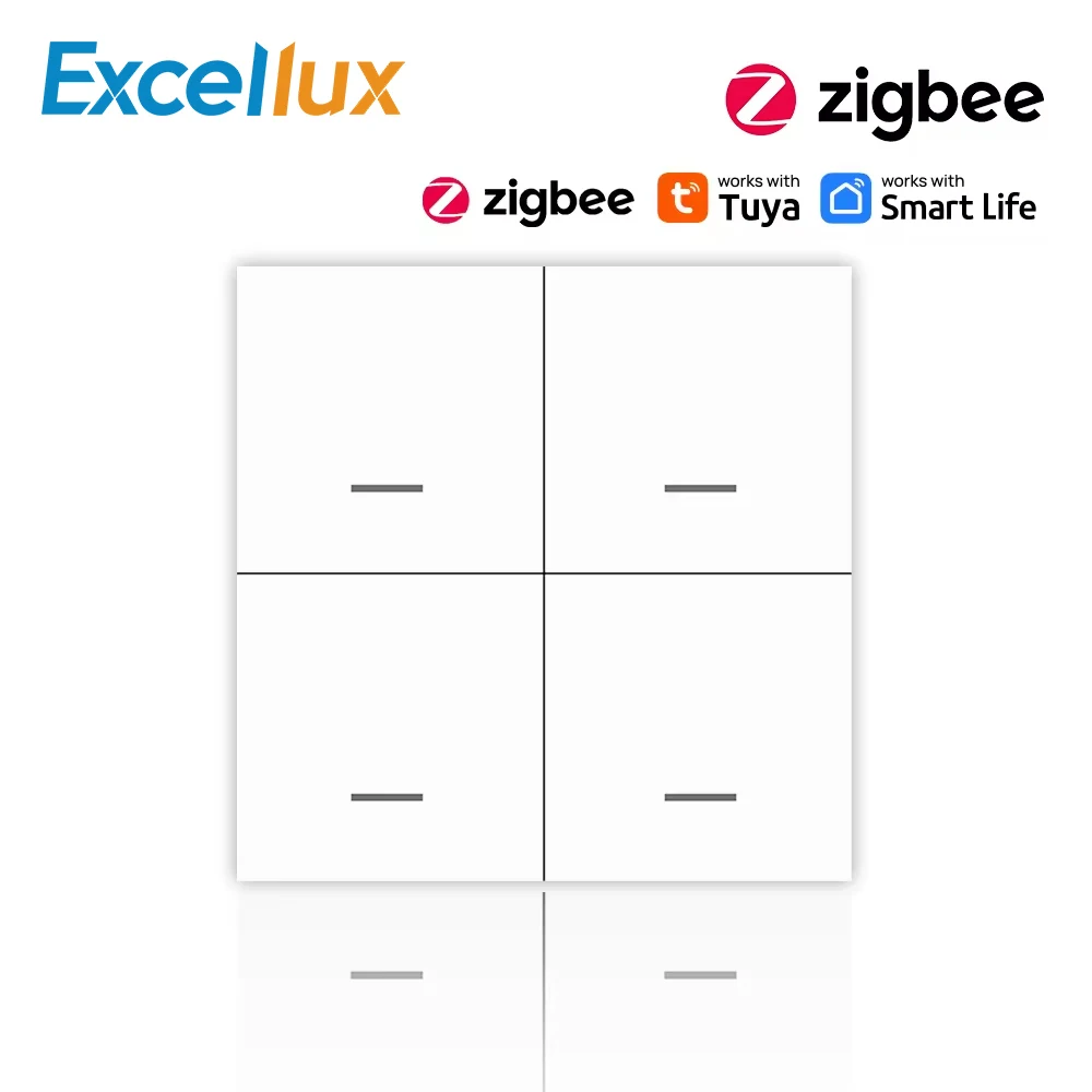 Tuya ZigBee-interruptor inalámbrico de 12 escenas, botón pulsador, 4 entradas, aplicación Smart Life, escenarios inteligentes, interruptores de enlace para dispositivos Zigbee