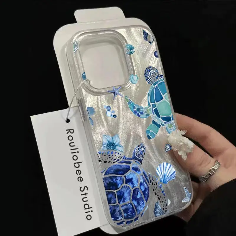 Funda de tortuga marina para iPhone 12 13 Mini 11 14 15 16 Pro Max SE XR 7 8 Plus, carcasa protectora de pantalla a prueba de golpes - imagen 2