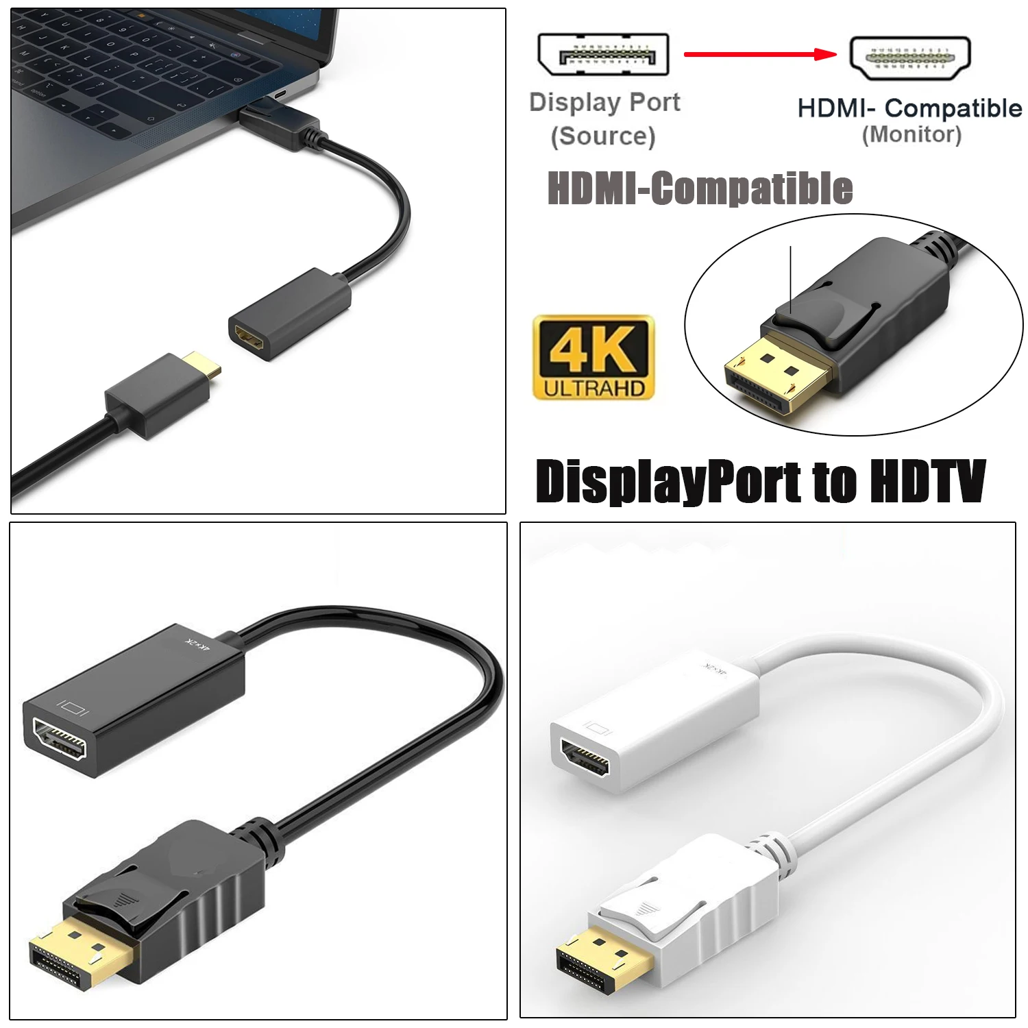 Puerto de visualización macho a hembra, convertidor adaptador de Cable compatible con HDMI, Displayport chapado en oro para Cable Hdmi DP 1,2 a HDTV para PC