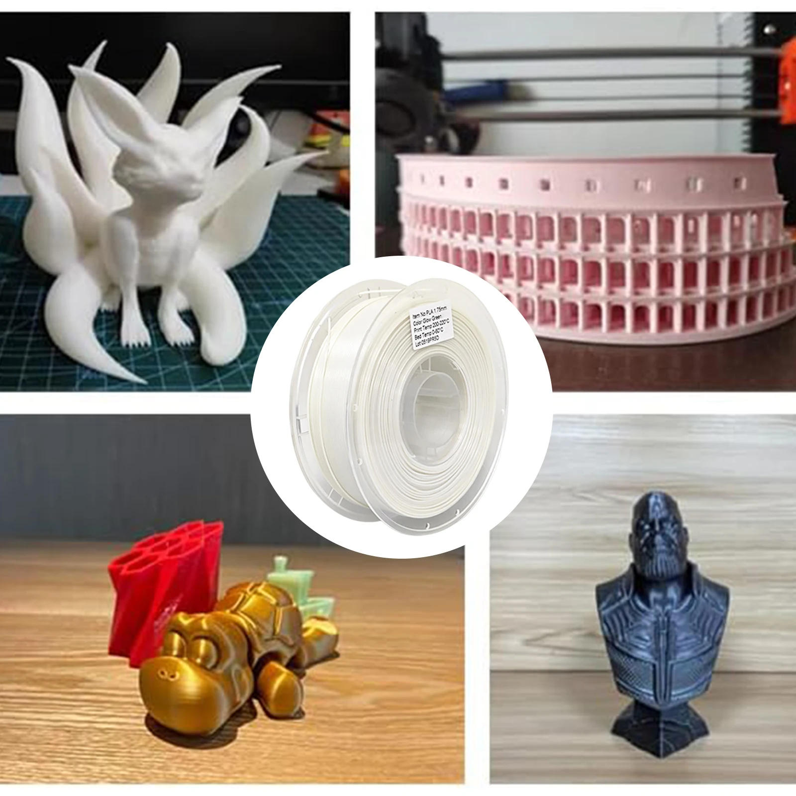 Filamento de impresión 3D PLA que brilla en la oscuridad de 1,75 mm Precisión dimensional +/- 0,03 mm Consumible de impresora 3D Consumible de impresión 3D - imagen 4