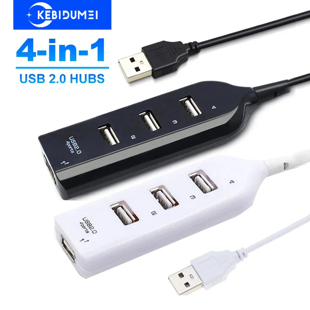 Hubs USB 2,0 de 4 puertos, extensor de concentrador divisor multi USB, adaptador OTG de transferencia de alta velocidad para PC, Macbook, accesorios para ordenador portátil
