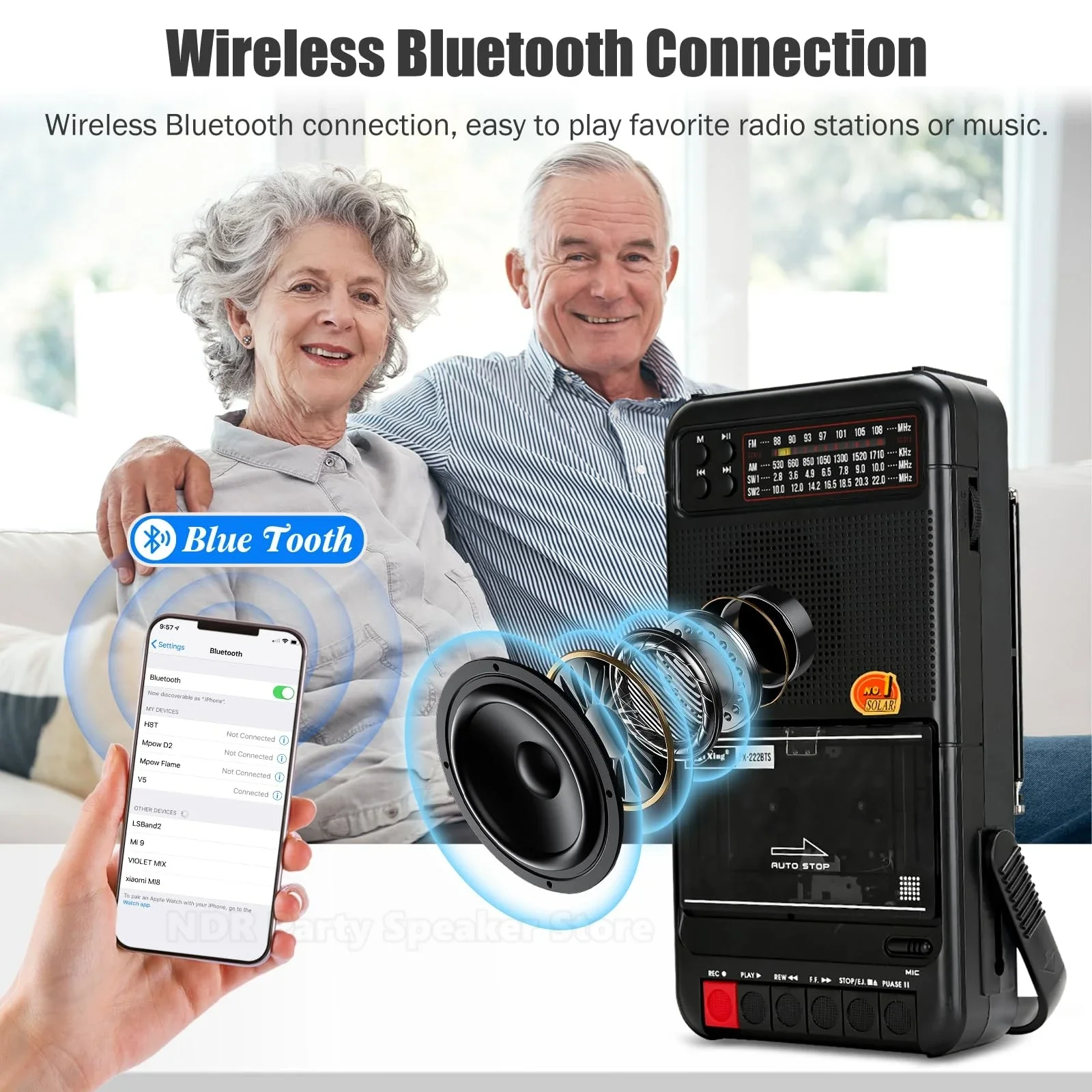 PX-222BTS Reproductor de cinta multifuncional Convertidor de formato portátil Grabadora Bluetooth Reproductor de casete MP3 Radios Am/fm/sw de banda completa - imagen 3