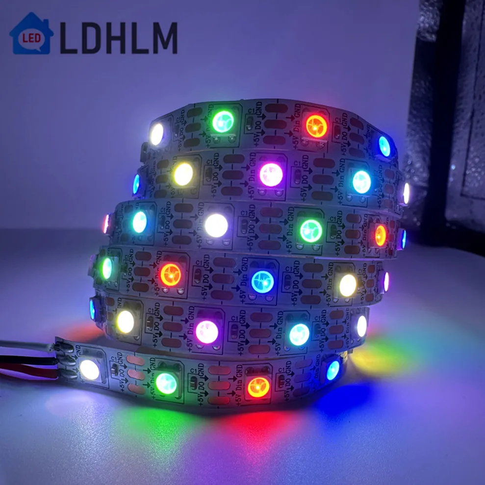 Tira de luces LED RGB IC inteligente WS2812B WS2812 IC direccionable individualmente 30/60/144 píxeles/LEDs/m DC5V 5050 RGB cinta de luz IP30/IP65/IP67