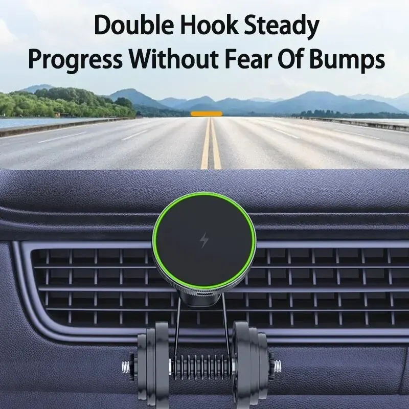 Cargador de coche inalámbrico magnético 2 en 1 para iPhone 15, 14, 13, 12 Pro Max Apple Watch 8, 7, soporte para teléfono Macsafe, soporte para coche, carga rápida - imagen 3