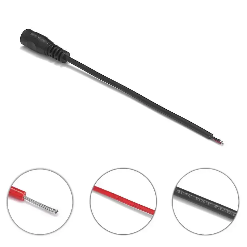 Cable conector CC de 5,5x2,1mm, adaptador LED macho hembra, conector CC de 12V, 5,5x2,1mm, enchufe de alimentación CC para tira de luz LED 5050 3528 - imagen 2