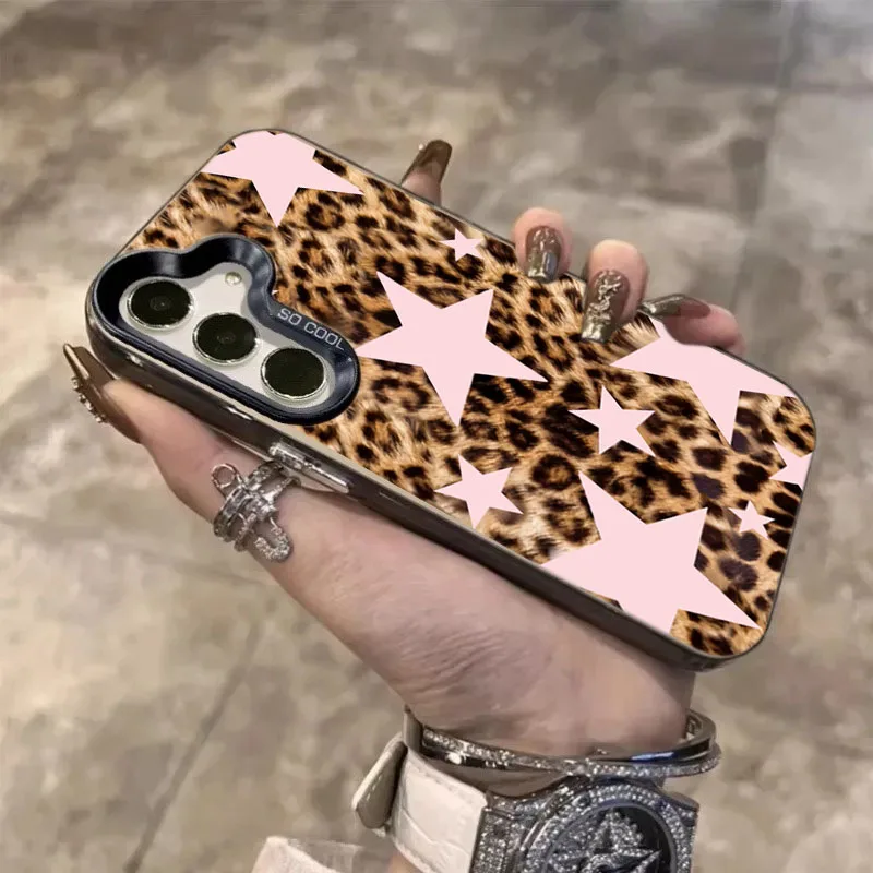 Funda de teléfono con estampado de leopardo y estrella rosa para Samsung Galaxy A16 A15 A14 A26 A25 A24 A36 A56 S25 S24 S23 S21 FE S22 Ultra Plus 5G - imagen 4