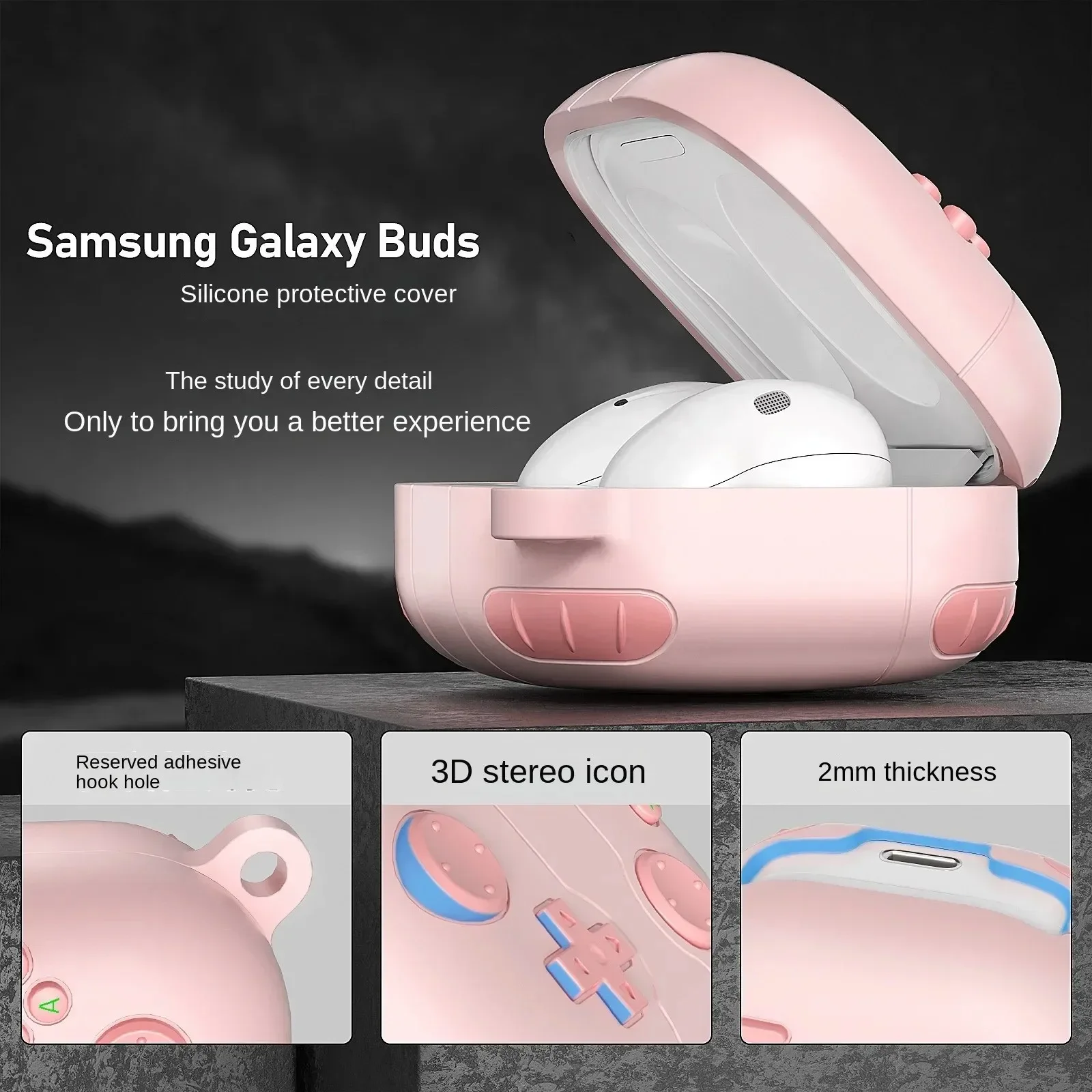 Funda de silicona a prueba de golpes para Samsung Galaxy Buds FE Buds 2 Pro Live, accesorios para auriculares, funda con gancho, Capa Fundas - imagen 3
