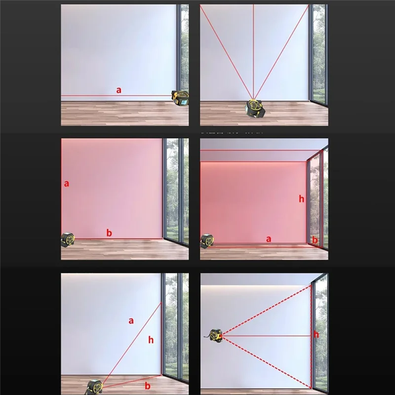 SUPER HOT 3 en 1 LCD 60M medidor de distancia láser Digital cinta métrica de 5M