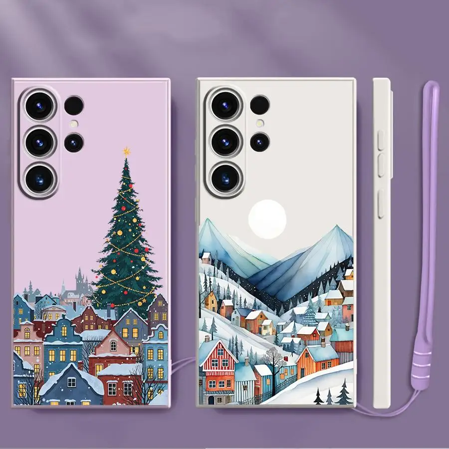 Funda navideña de Papá Noel para Samsung Galaxy S24 FE S22 Ultra S20 Note 20 10 Ultra S23 S25 Edge S21 Plus, funda suave