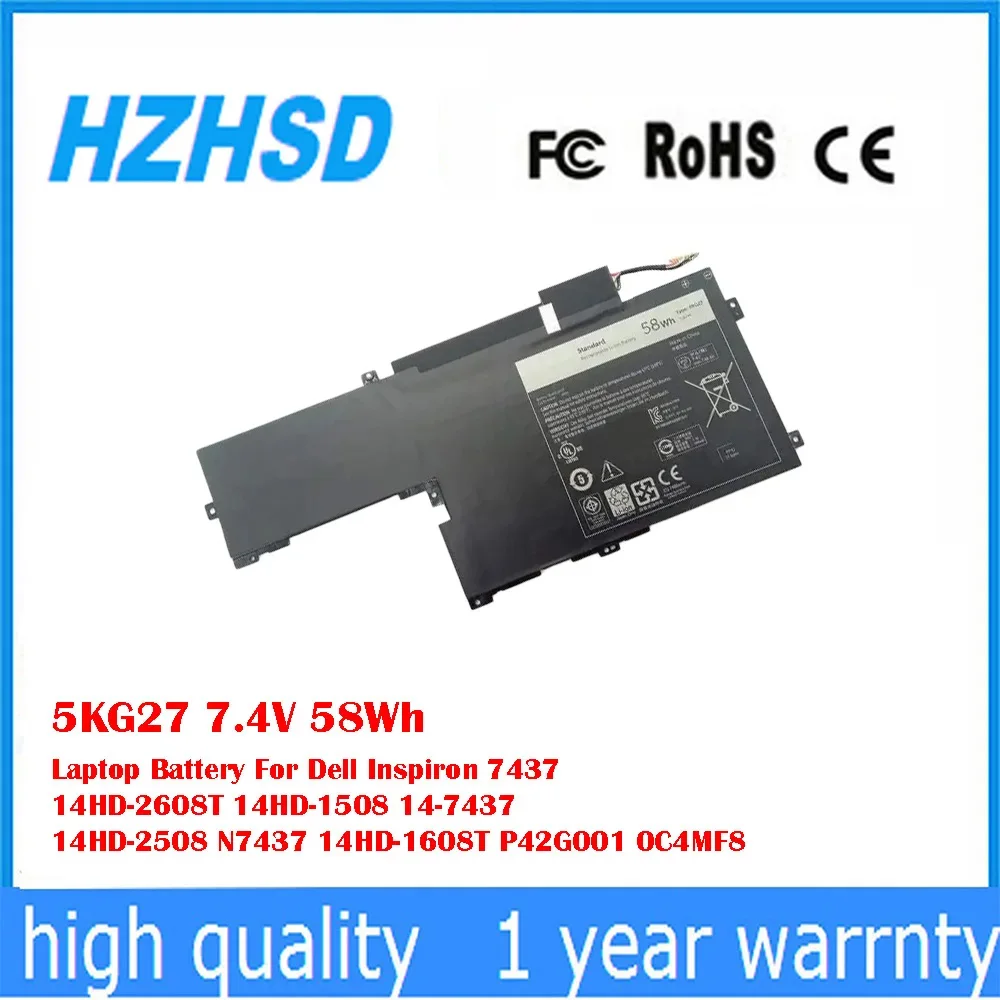 5KG27 7,4 V 58Wh batería del ordenador portátil para Dell Inspiron 7437 14HD-2608T 14HD-1508 14-7437 14HD-2508 N7437 14HD-1608T P42G001 0C4MF8