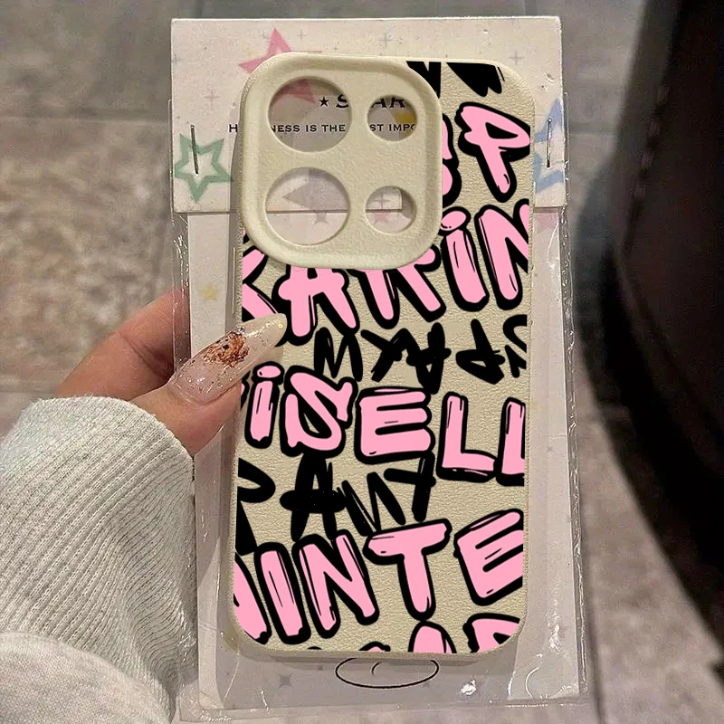 Funda de teléfono con patrón de lichi y letras artísticas para Xiaomi Redmi 13, 12, 13C, 14C, 15C, Redmi Note 14, 13, 12 Pro Plus 11, funda suave de moda - imagen 2