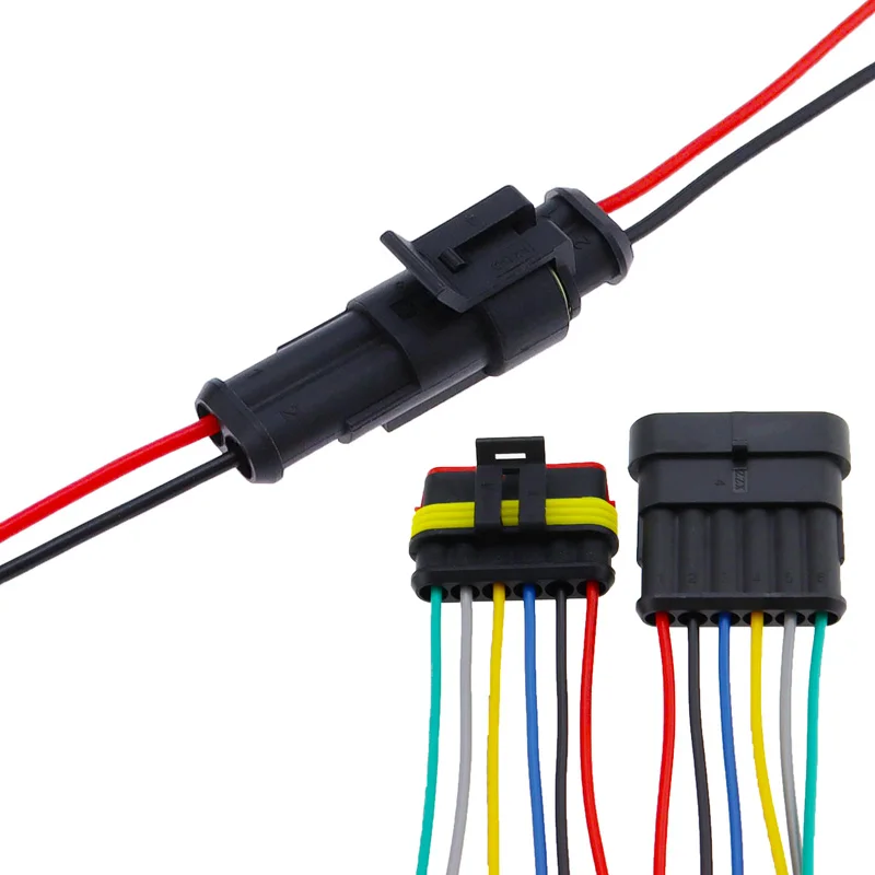 Kit de 2-5 juegos de 2 pines, 1/2/3/4/5/6 pines Way AMP, enchufe súper sellado a prueba de agua para conector impermeable de coche con cables, sin cables - imagen 4