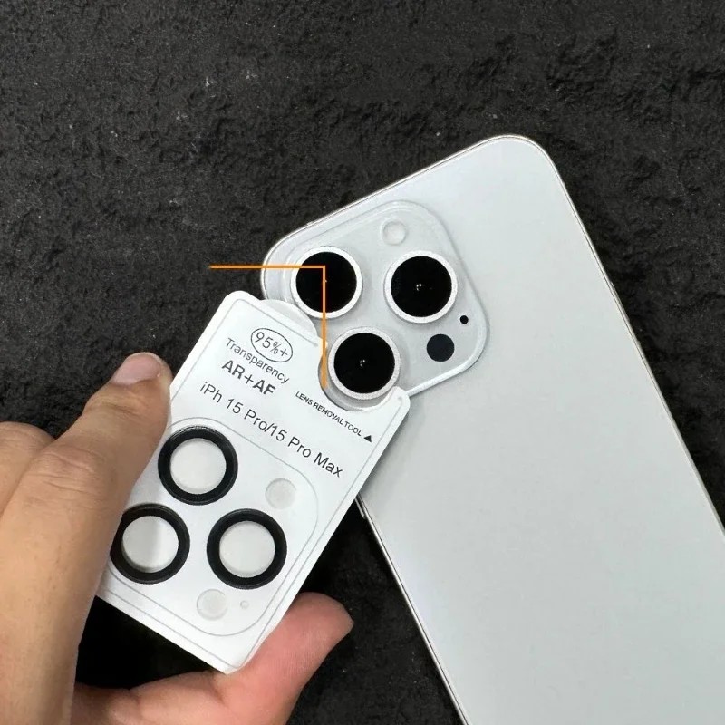 2-3 uds cristal de lente Ling de Metal azul para IPhone 16 15 17 14 Pro Max Plus Protector de cámara cubierta de tapa de película de lente trasera con posicionador - imagen 3