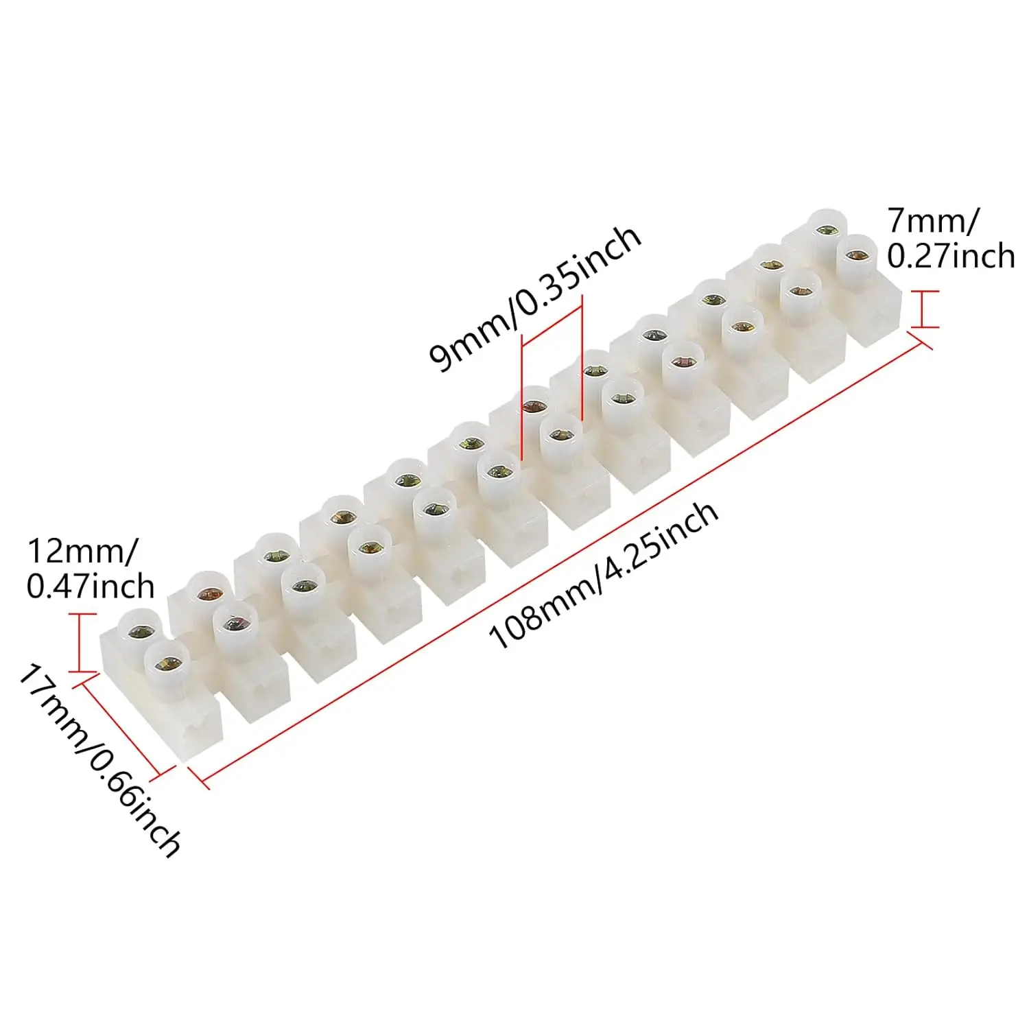 Juego de bloques de terminales de 20 piezas, tira de terminales de doble fila de 12 posiciones, Terminal de tornillo, bloque de barrera eléctrica para proyectos domésticos pequeños - imagen 2