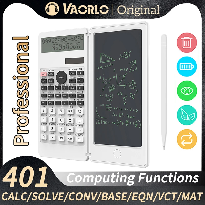 Calculadora Científica Solar con 401 funciones, tableta de escritura de 6 pulgadas, PK 991MS 991ES, ingeniería financiera, informática profesional