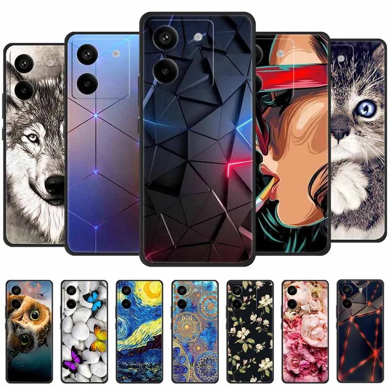 Para Xiaomi Poco M7 Pro 5G funda animales silicona suave TPU Fundas de teléfono contraportada para PocoM7 Pro Fundas protectoras a prueba de golpes para gatos
